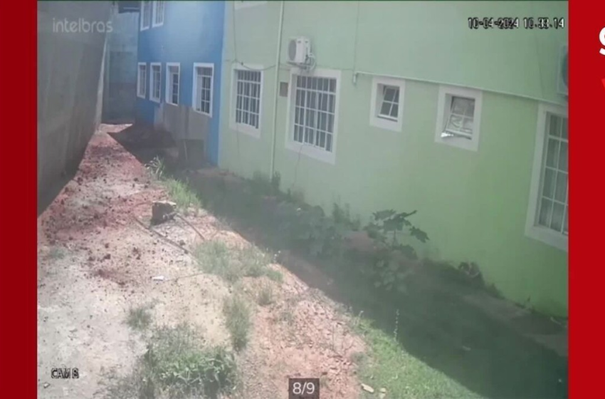  VÍDEO: muro de escola desaba em São Félix de Minas