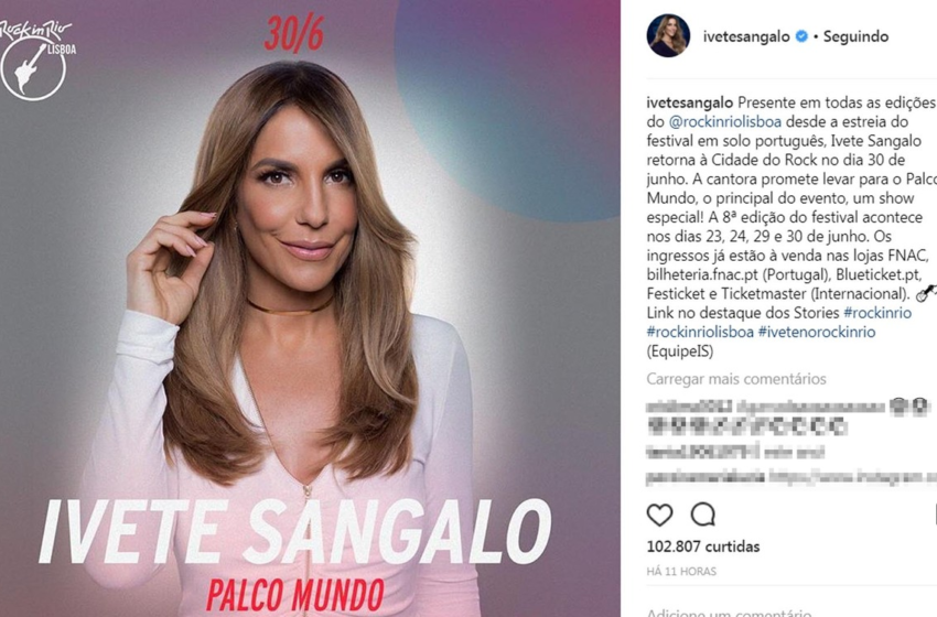  Ivete Sangalo confirma participação no Rock In Rio Lisboa em junho