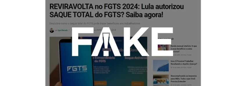  É #FAKE página que promete saque total do FGTS