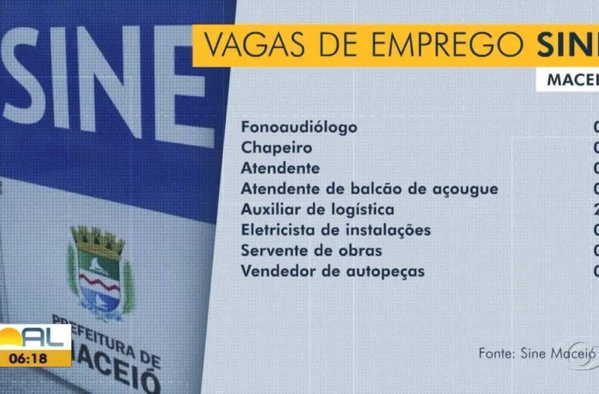  Sine Maceió oferta mais de 70 vagas de emprego nesta semana