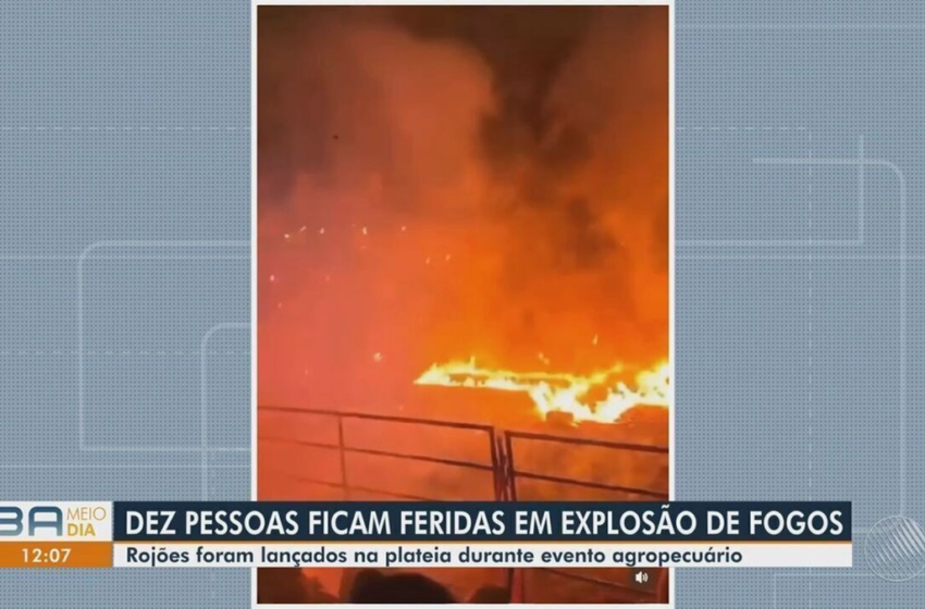  Dez pessoas ficam feridas após explosão de fogos durante exposição agropecuária na Bahia